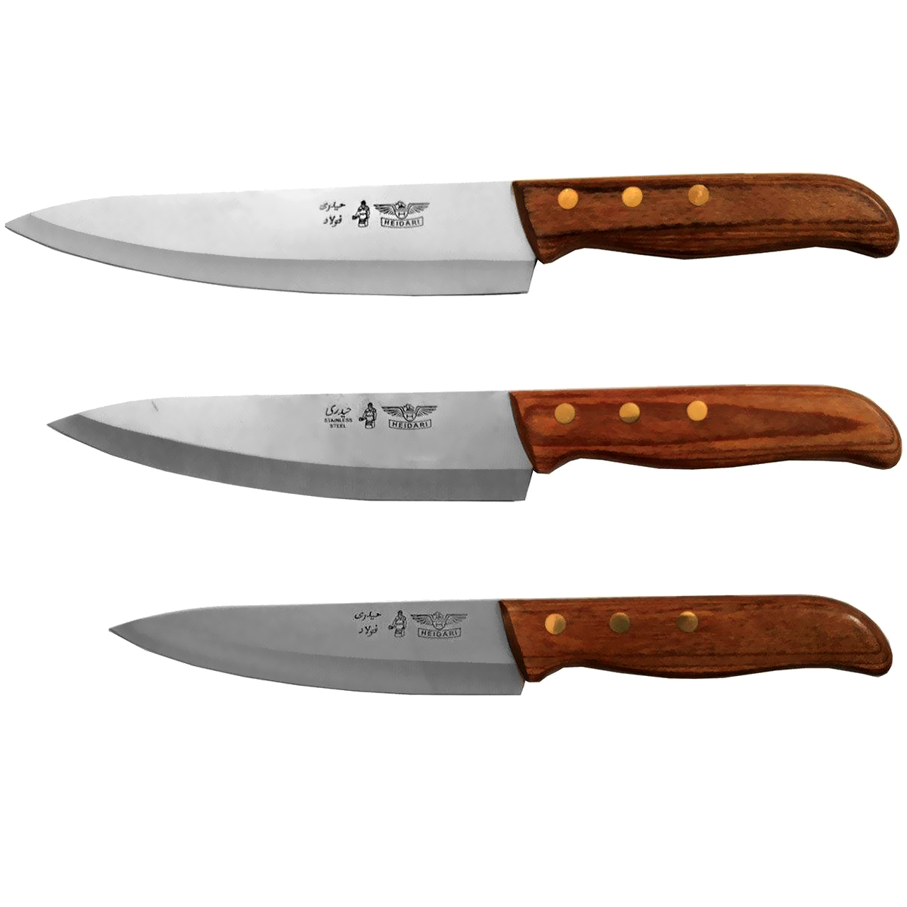سرویس چاقو آشپزخانه 3 پارچه حیدری مدل HW-02