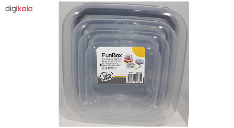 ظرف نگهدارنده هوبی لایف مدل Fun Box مجموعه 4 عددی ظرف نگهدارنده هوبی لایف مدل Fun Box مجموعه 4 عددی