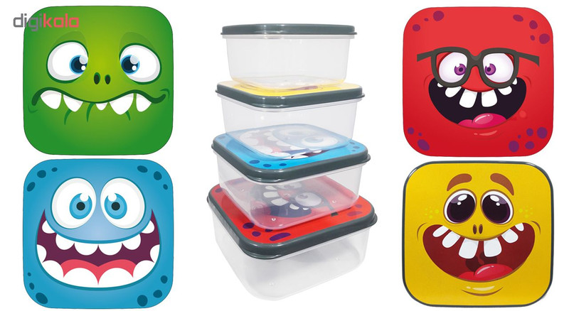ظرف نگهدارنده هوبی لایف مدل Fun Box مجموعه 4 عددی