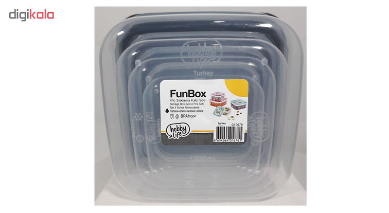 ظرف نگهدارنده هوبی لایف مدل Fun Box مجموعه 4 عددی