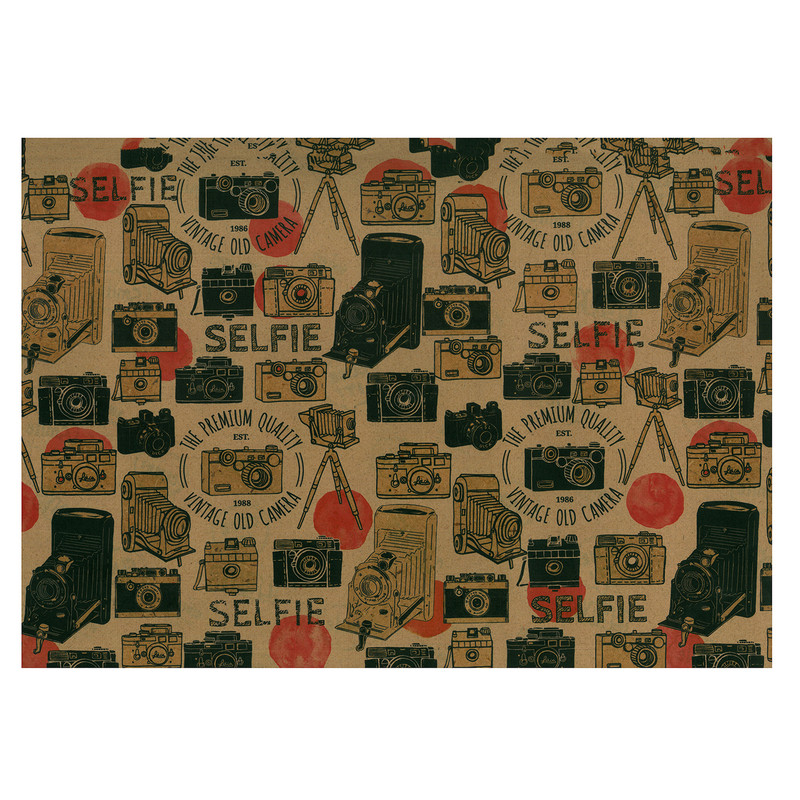 کاغذ کادو طرح دوربین عکاسی قدیمی بسته 2 عددی