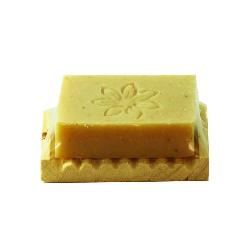 صابون شستشو روزرین مدل زردچوبه و چای سبز  وزن 70 گرم به همراه جاصابونی
