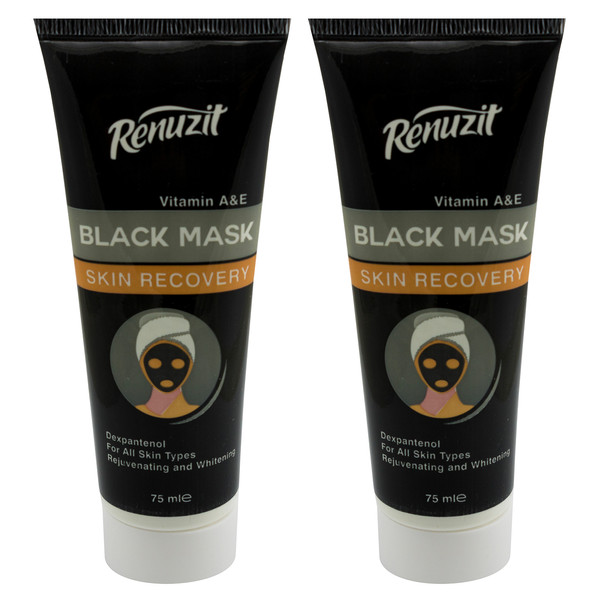 ماسک صورت رینو زیت مدل Black mask carbon active حجم 75 میلی لیتر مجموعه 2 عددی