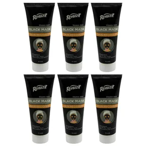ماسک صورت رینو زیت مدل Black mask carbon active حجم 75 میلی لیتر مجموعه 6 عددی