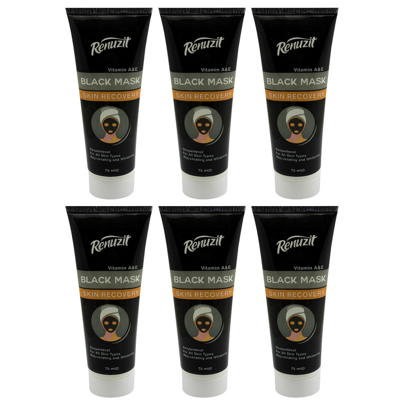 ماسک صورت رینو زیت مدل Black mask carbon active حجم 75 میلی لیتر مجموعه 6 عددی