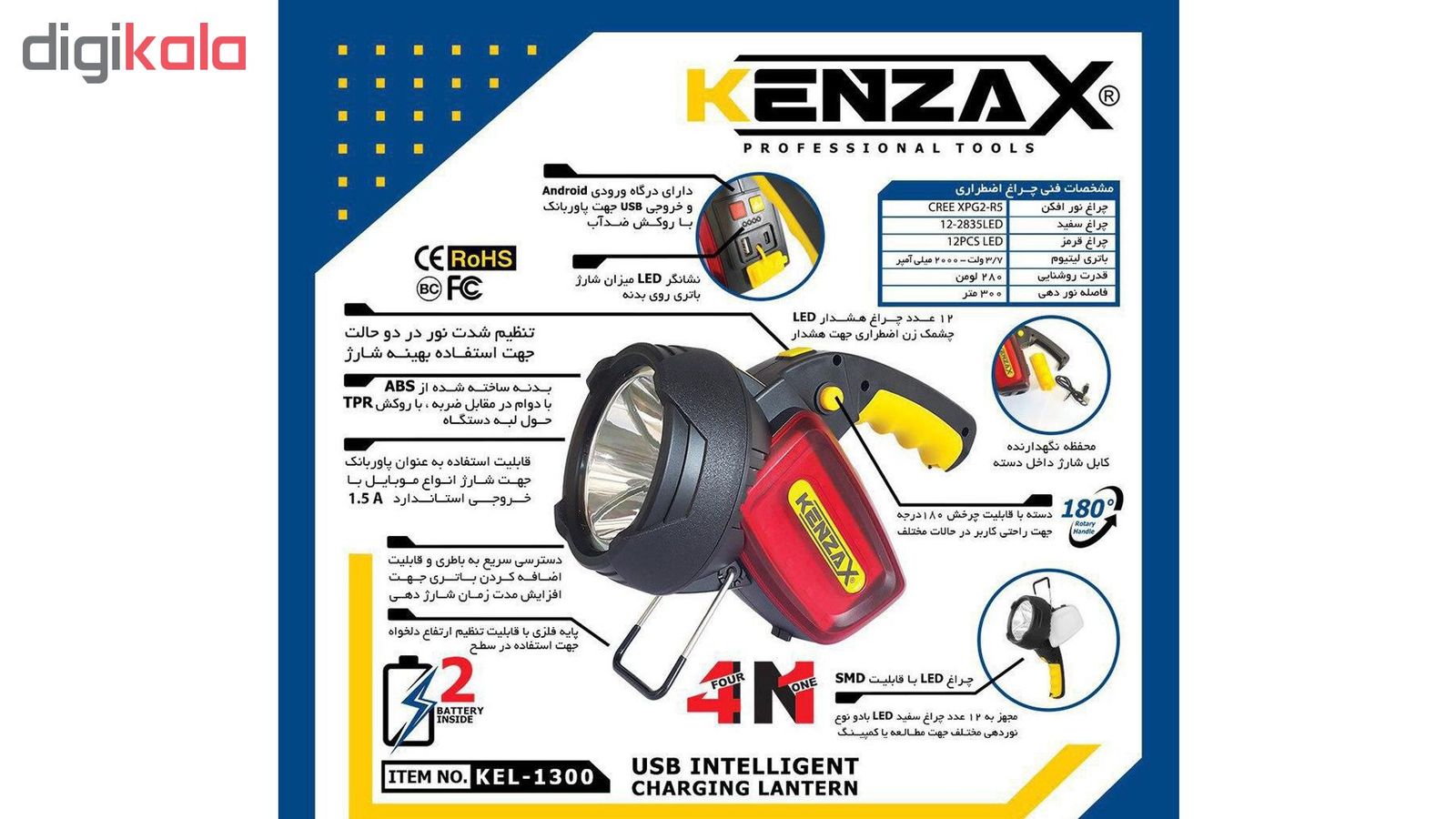 نور افکن دستی کنزاکس مدل KEL-1300 -  - 13