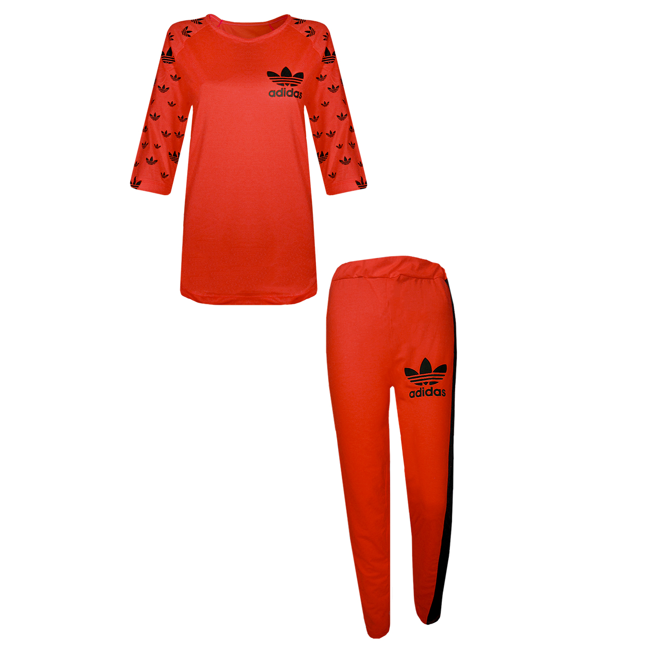 ست تی شرت و شلوار ورزشی زنانه مدل B1730 رنگ قرمز                     غیر اصل