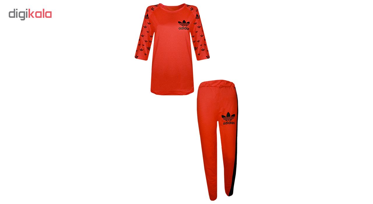 ست تی شرت و شلوار ورزشی زنانه مدل B1730 رنگ قرمز