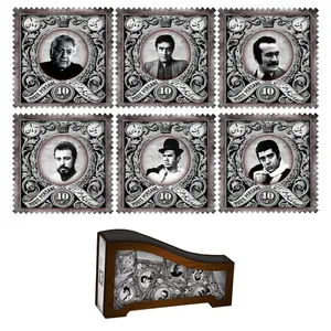 زیر لیوانی لوکسینو مدل مشاهیر طرح تمبر B1 مجموعه 6 عددی