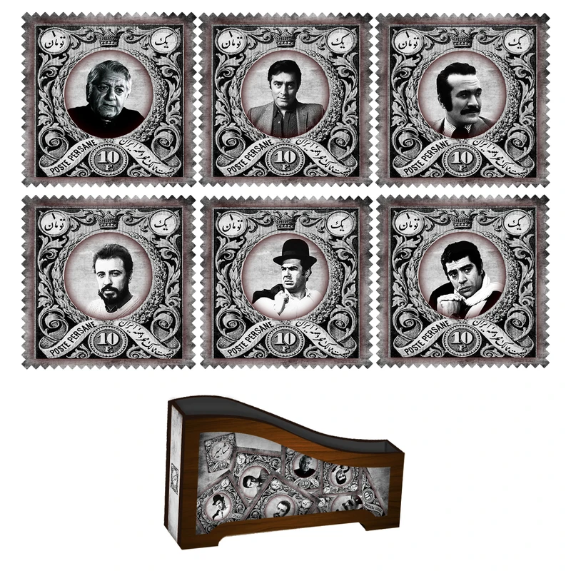زیر لیوانی لوکسینو مدل مشاهیر طرح تمبر B1 مجموعه 6 عددی