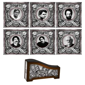 زیر لیوانی لوکسینو مدل مشاهیر طرح تمبر B2 مجموعه 6 عددی