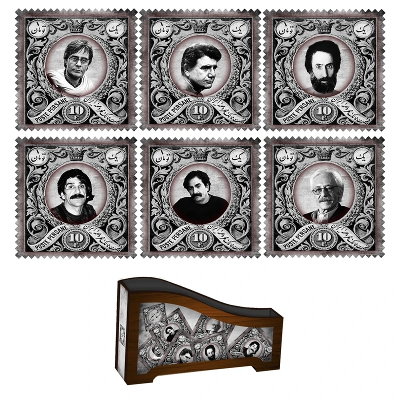 زیر لیوانی لوکسینو مدل مشاهیر طرح تمبر B2 مجموعه 6 عددی