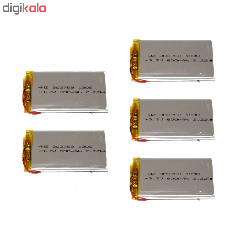 باتری لیتیوم یون قابل شارژ کد 010265P ظرفیت 600 میلی‌آمپر ساعت بسته 5 عددی