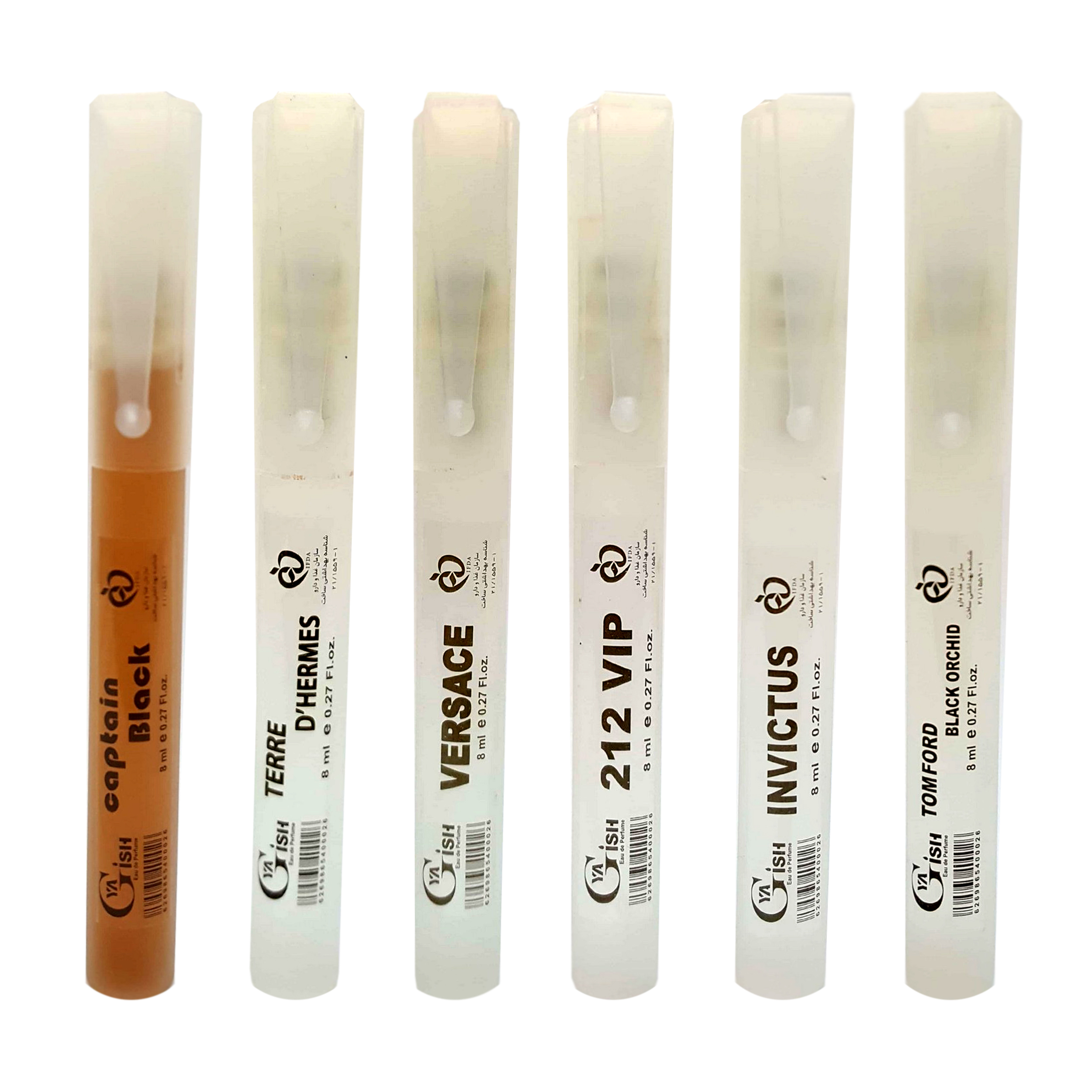 عطر جیبی مردانه یاغیش مدل A-01 حجم 8 میلی لیتر مجموعه 6 عددی