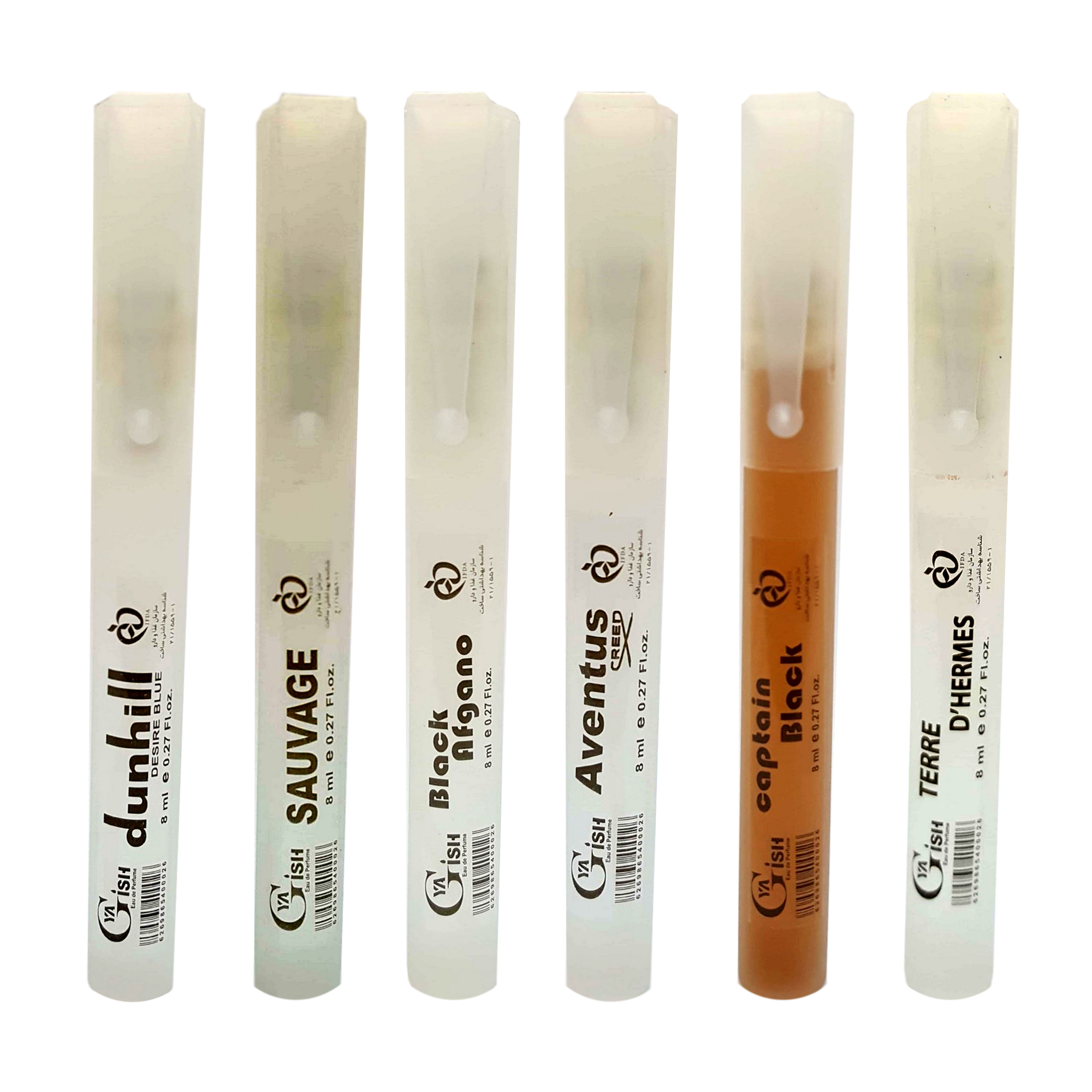 عطر جیبی مردانه یاغیش مدل A-02 حجم 8 میلی لیتر مجموعه 6 عددی