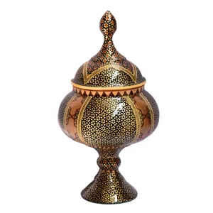 قندان مسی خاتم کاری شده سی دا کد KH03003 ارتفاع 22 سانتی متری