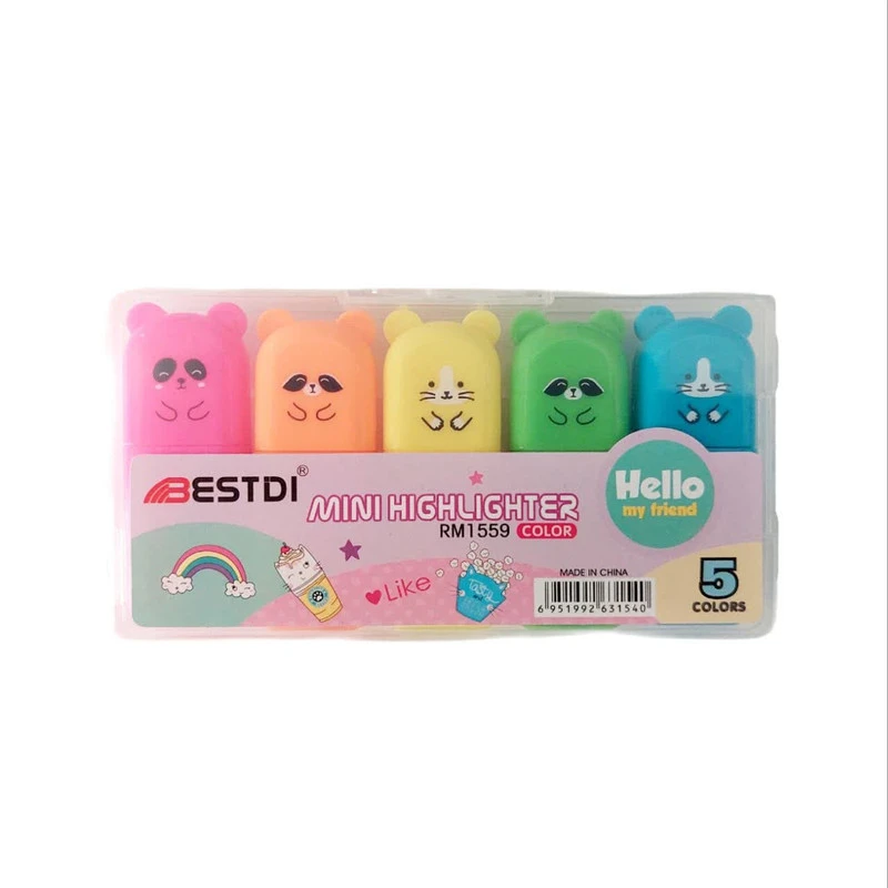 ماژیک علامت گذار مدل خرسی بسته 5 عددی