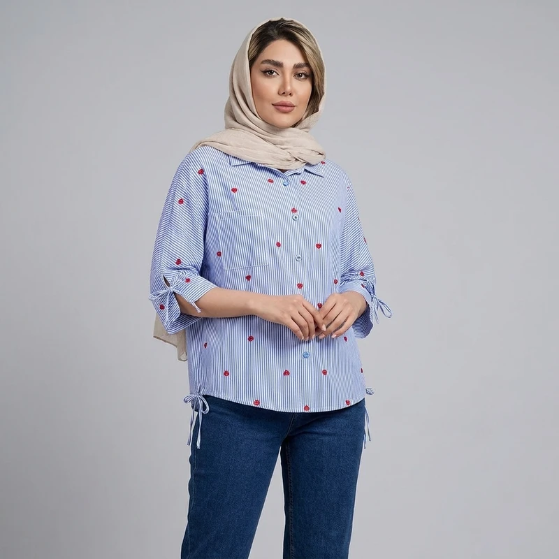 مانتو زنانه راه‌راه قلبی مدل so9