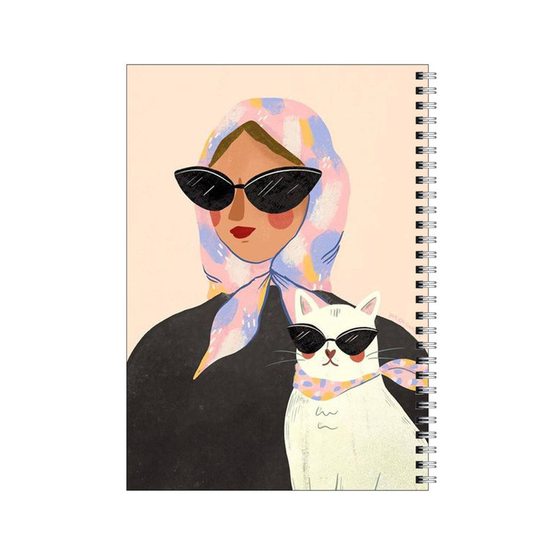 دفتر مشق 100 برگ بامبیلیپ طرح دختر و پیشی عینکی کد 9842184