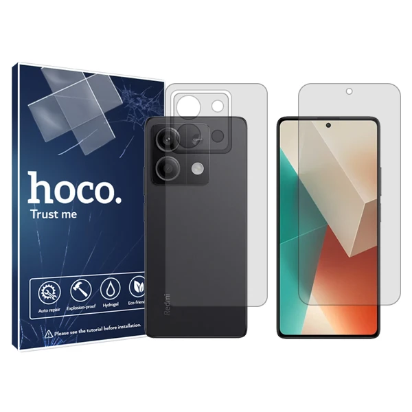 محافظ صفحه نمایش شفاف هوکو مدل HyGEL مناسب برای گوشی موبایل شیائومی Redmi Note 13 به همراه محافظ پشت گوشی