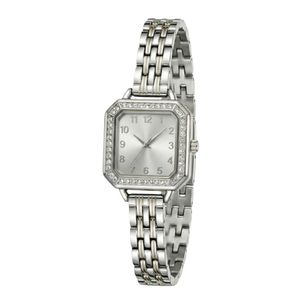 ساعت مچی عقربه‌ای کوارتز زنانه مدل لوکس بند دستبندی قاب دور نگین کد ۳