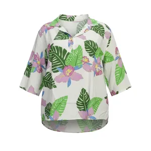 بلوز آستین سه ربع یقه انگلیسی زنانه مدل گلبرگ