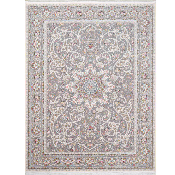  فرش ماشینی الماس کویر کد Zar-1420 زمینه نقره ای