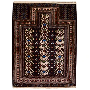 فرش دستبافت قدیمی یک متری طرح ترکمن کد 7141