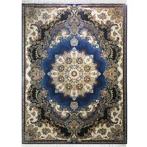  فرش ماشینی الماس کویر  کد AL-06040095 زمینه آبی کاربنی