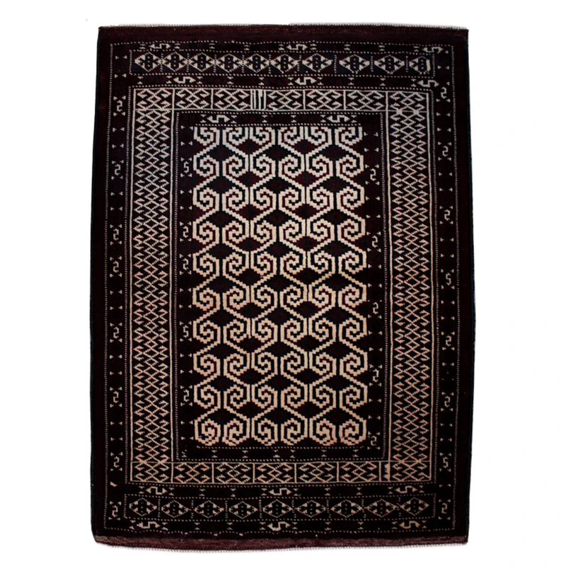 فرش دستبافت قدیمی یک متری طرح ترکمن کد 7147