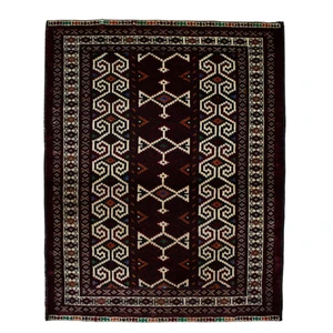 فرش دستبافت قدیمی یک متری طرح ترکمن کد 7148