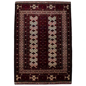 فرش دستبافت قدیمی یک متری طرح ترکمن کد 7155