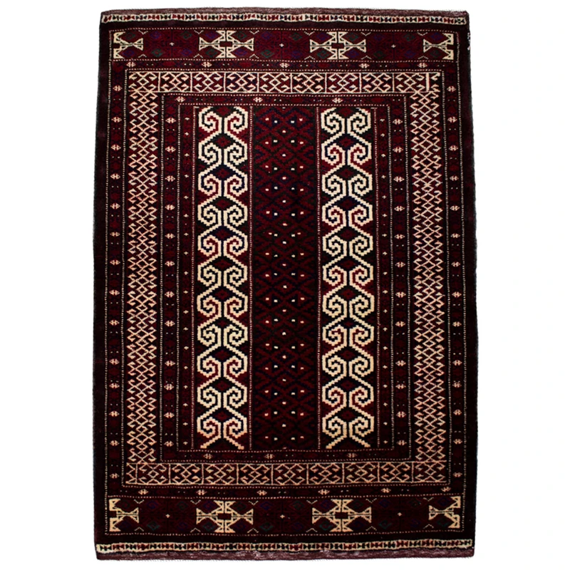 فرش دستبافت قدیمی یک متری طرح ترکمن کد 7155