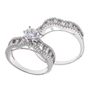 انگشتر نقره زنانه کد 2070 مجموعه 2 عددی