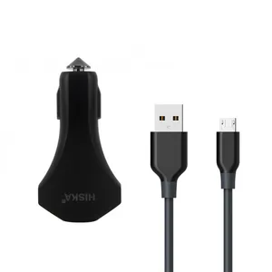 شارژر فندکی هیسکا مدل CC-303Q به همراه کابل تبدیل microUSB 