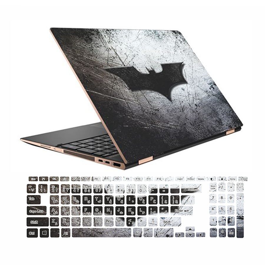 استیکر لپ تاپ طرح Batman کد 01 مناسب برای لپ تاپ 15.6 اینچ به همراه بر چسب حروف فارسی کیبورد