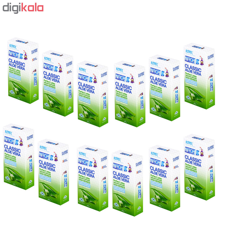 کاندوم ناچ کدکس مدل classic Aloe vera مجموعه 12 عددی