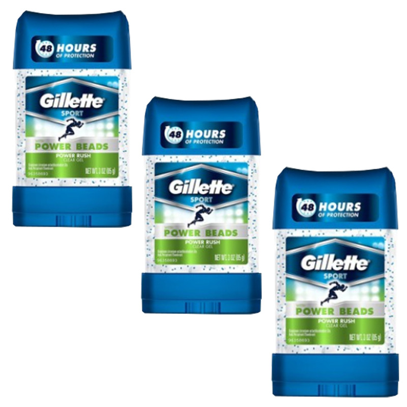ژل شفاف ضد تعریق مردانه ژیلت مدل Power Rush حجم 75 میلی لیتر مجموعه 3 عددی