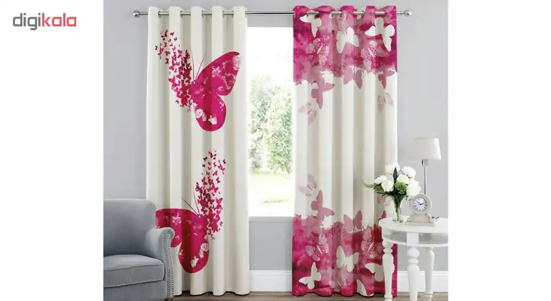 پرده طرح پروانه کد Z115 سایز 150*280 سانتی متر