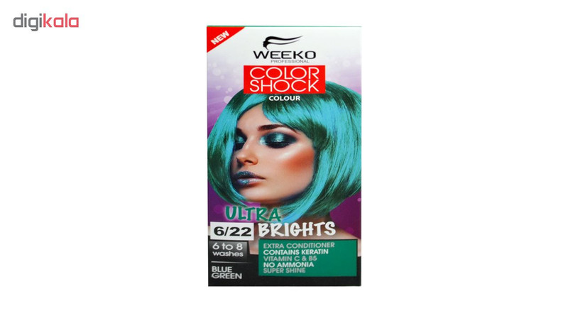 کیت رنگ مو ویکو مدل color shock شماره 6/22 حجم 80 میلی لیتر رنگ سبز آبی کیت رنگ مو ویکو مدل color shock شماره 6/22 حجم 80 میلی لیتر رنگ سبز آبی