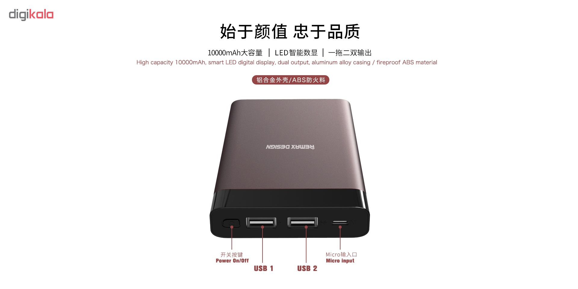 شارژر همراه ریمکس مدل Renor RPP-120 ظرفیت 10000 میلی آمپر ساعت