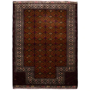 فرش دستبافت قدیمی یک متری طرح ترکمن کد 7151