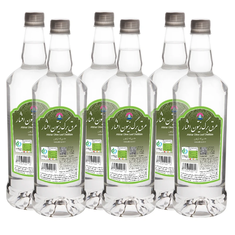 عرق برگ زیتون افشار - 1 لیتر بسته 6 عددی