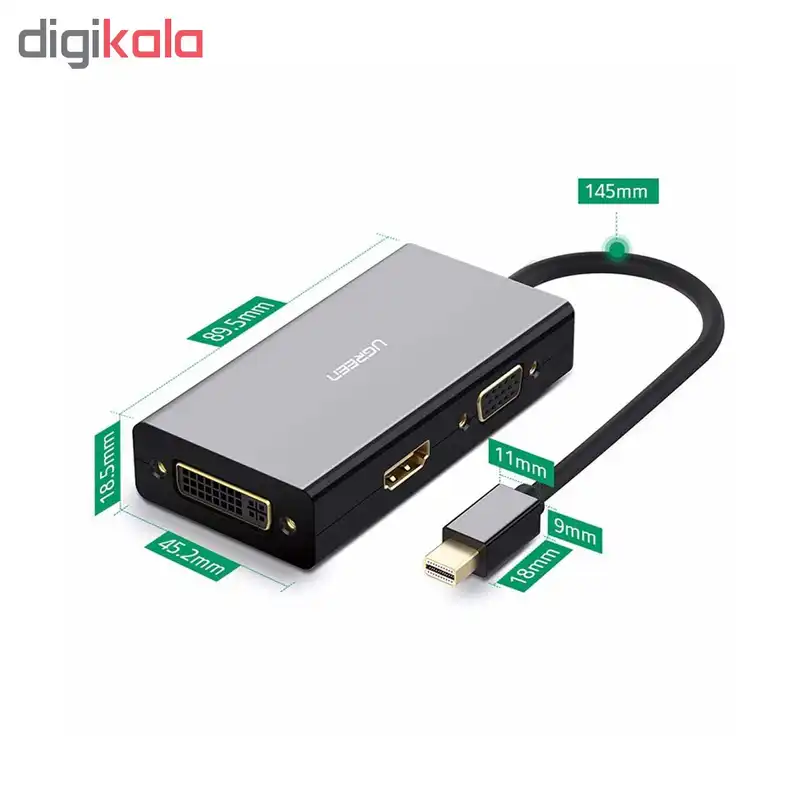 مبدل Mini Display Port به HDMI/DVI/VGA یوگرین مدل 20418