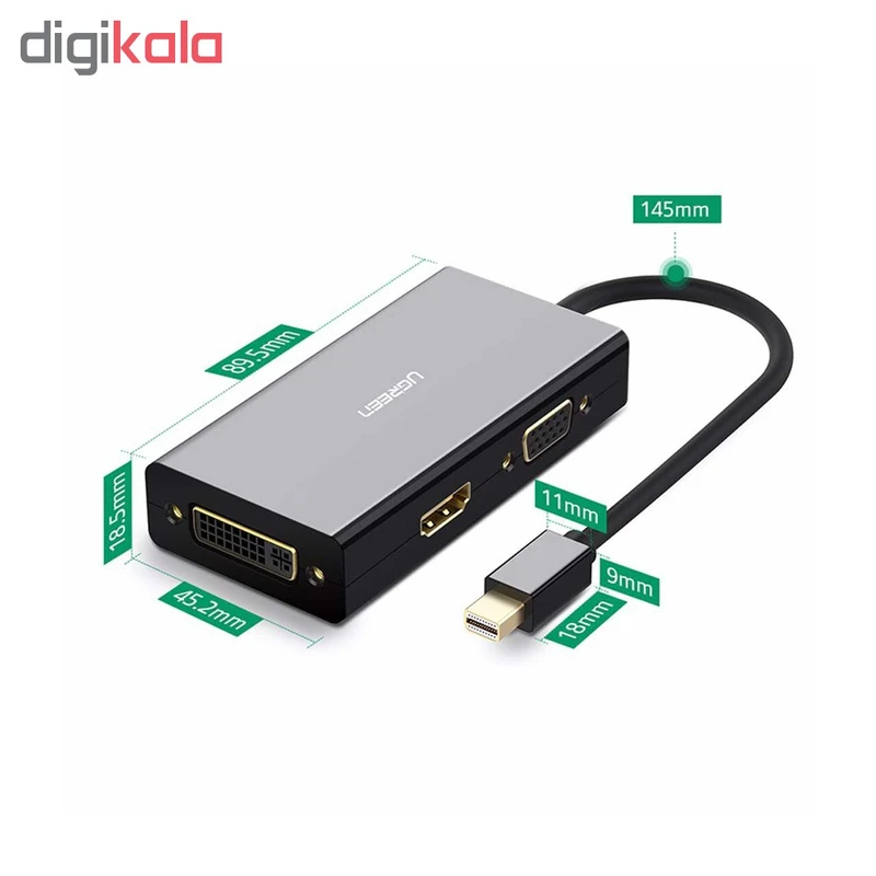 عکس شماره 2 : مبدل mini display port به hdmi-dvi-vga یوگرین مدل 20418