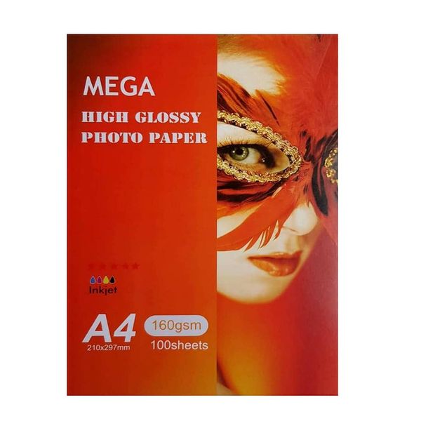 کاغذ چاپ عکس گلاسه مگا مدل PHG-160 سایز A4 بسته 100 عددی