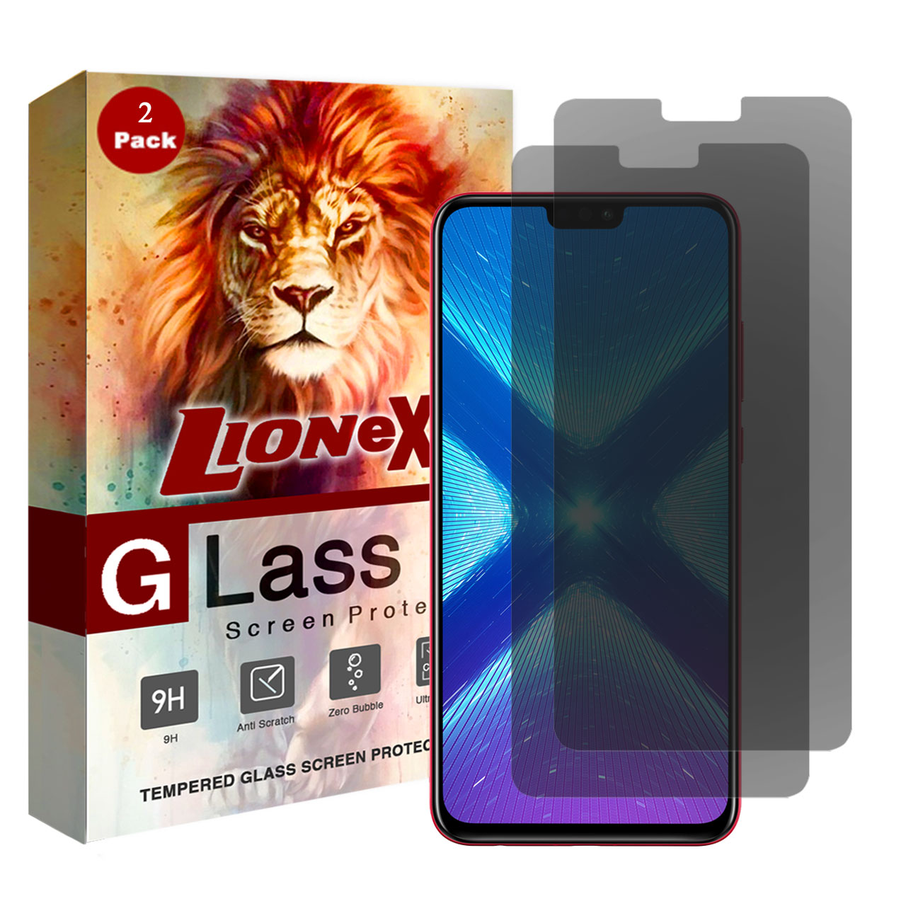 محافظ صفحه نمایش حریم شخصی لایونکس مدل PSS مناسب برای گوشی موبایل آنر 8X بسته دو عددی