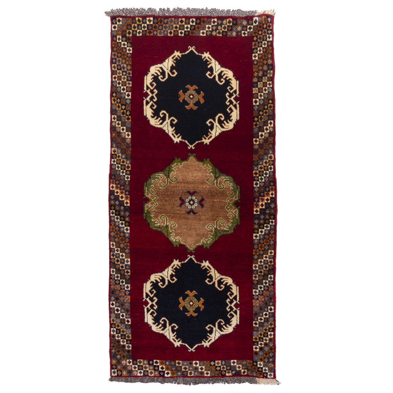 فرش دستباف قدیمی کناره طول دو متری سی پرشیا کد 177101