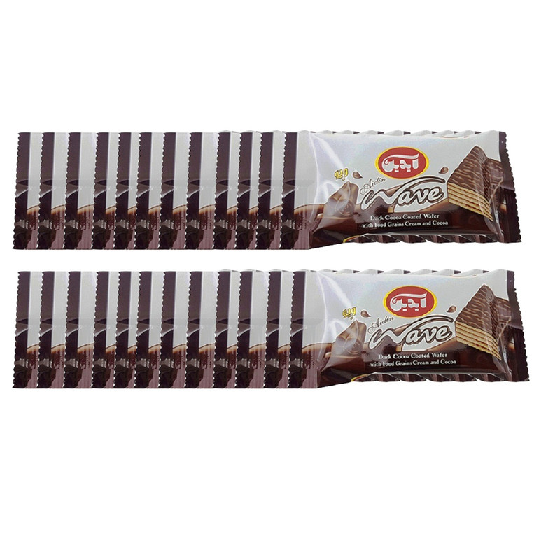 ویفر با روکش کاکائو تلخ آیدین مقدار 18 گرم بسته 24 عددی