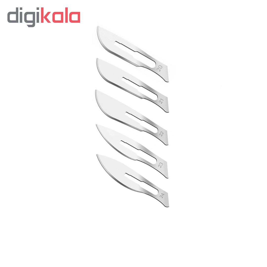 دسته تیغ جراحی مدی کر کد MJNQ69 شماره 4 به همراه تیغ استریل ترینون کد SKJQ002369 بسته 5 عددی